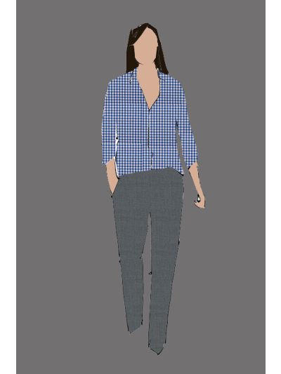 182139 - Uniform Shirt Ladies Check Blue & White (Telecom)