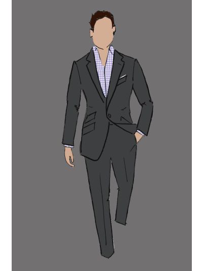 182106 - Uniform Shirt Male Large Check Lavender & White (Front Office & Concierge) 